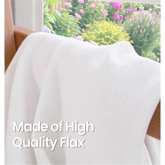 BGment White Linen Curtains 52w x 120" Long Light Filtering 2 Panels tab back‎ - Picture 6 of 6